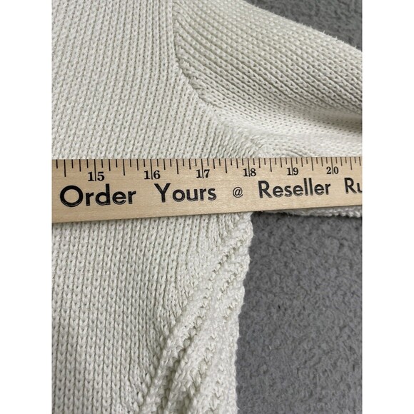 Athleta Teton V-Neck Sweater Women's S Cream Dove Heavy Knit Cotton Pullover - Picture 7 of 8